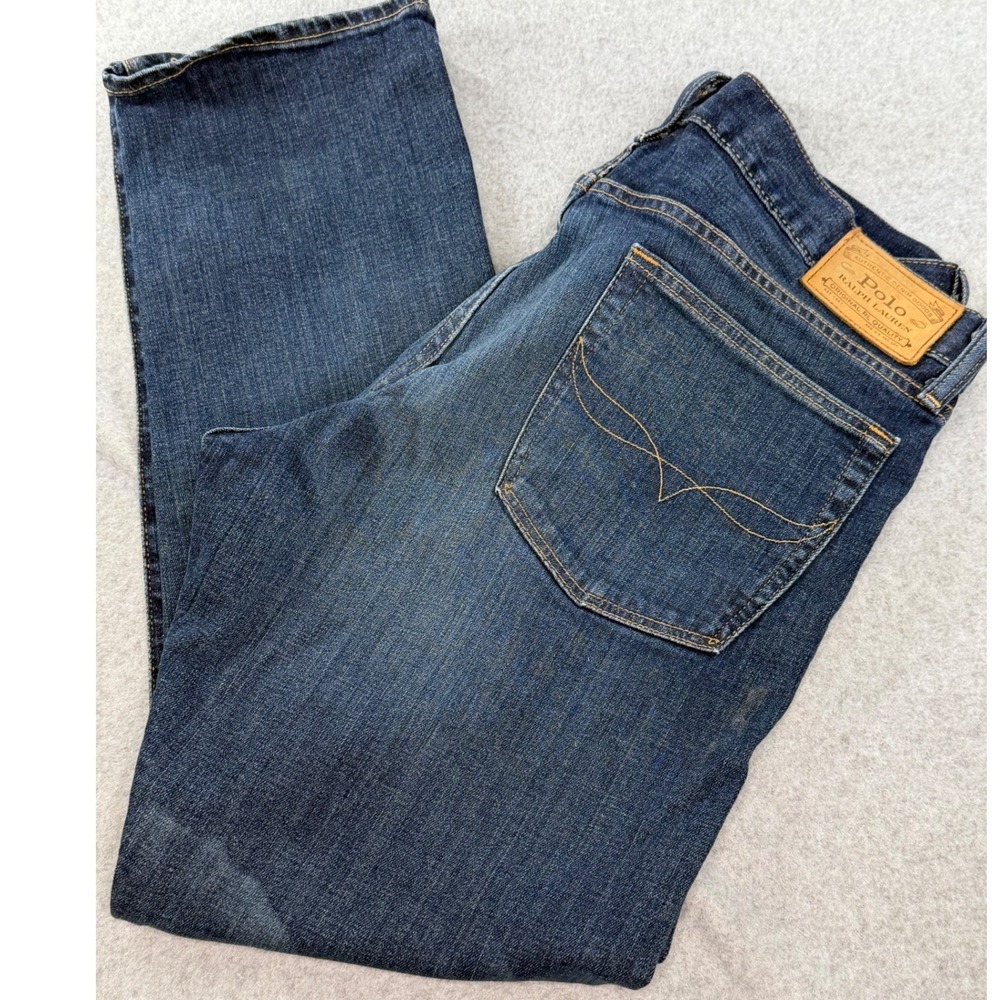 Polo Ralph Lauren Varick Slim Straight Jeans Mens 36x30 Dark Wash  710781455001